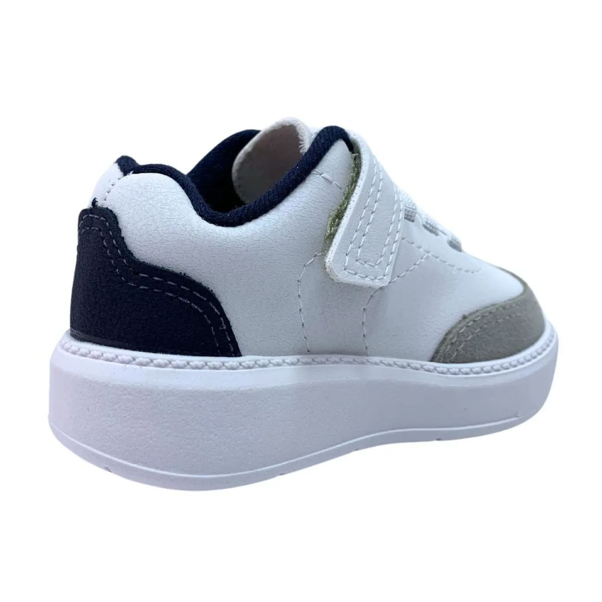 Tênis Casual Infantil Menino Molekinho Branco Branco/Cinza/Marinho 7