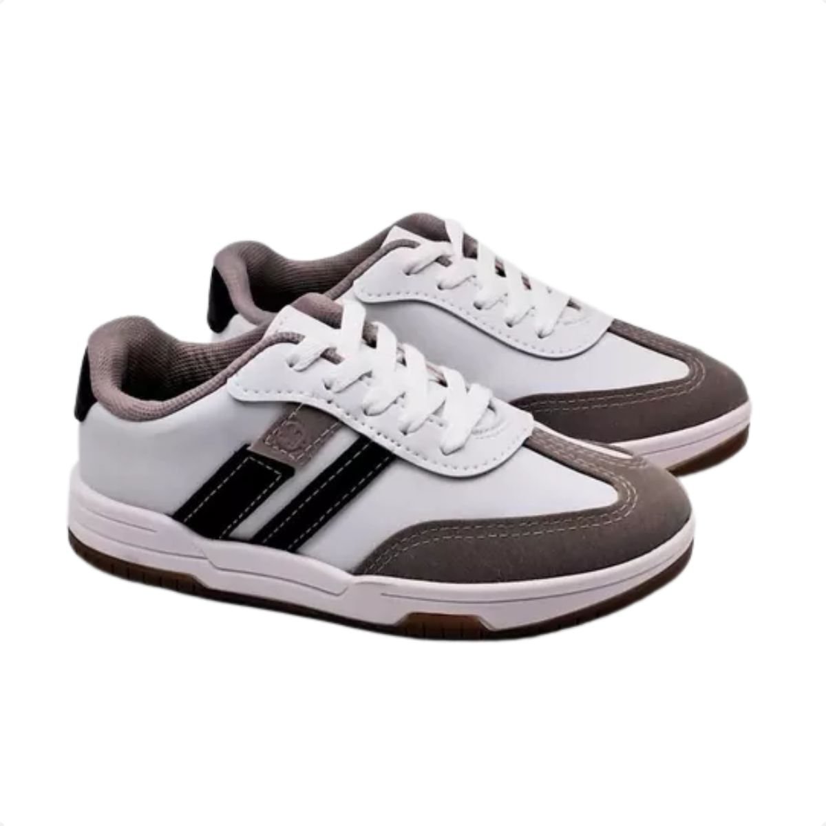 Tenis Casual Infantil Menino Molekinho Branco Branco/Cinza/Preto 2