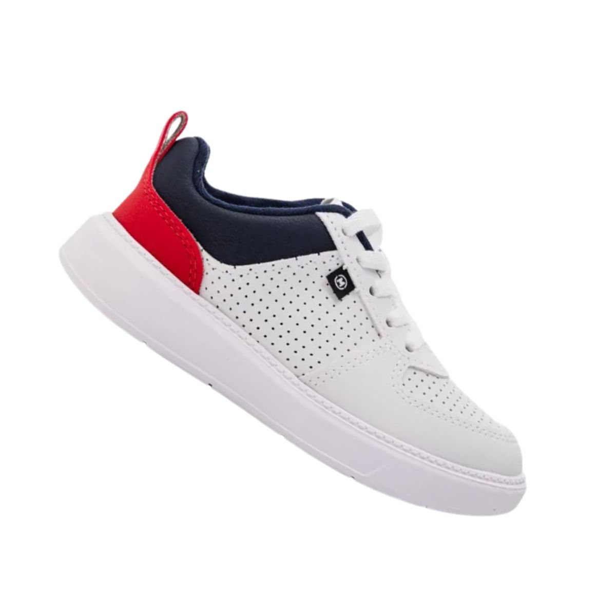 Tênis Casual Infantil Molekinho Em Napa Branco Branco/Vermelho/Marinho 6