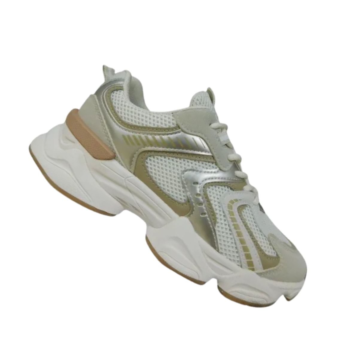 Tênis Moda Feminino Ramarim Chunky Bege Branco 6