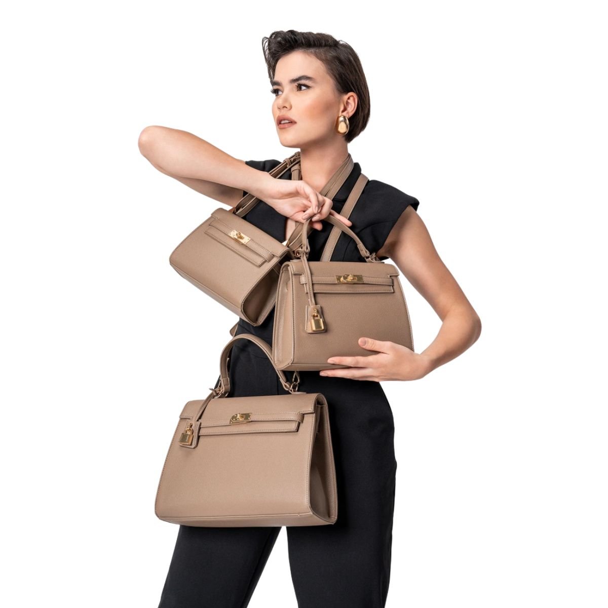 Bolsa Feminina Tote Em Couro Sintético Via Marte Bege Bege 5
