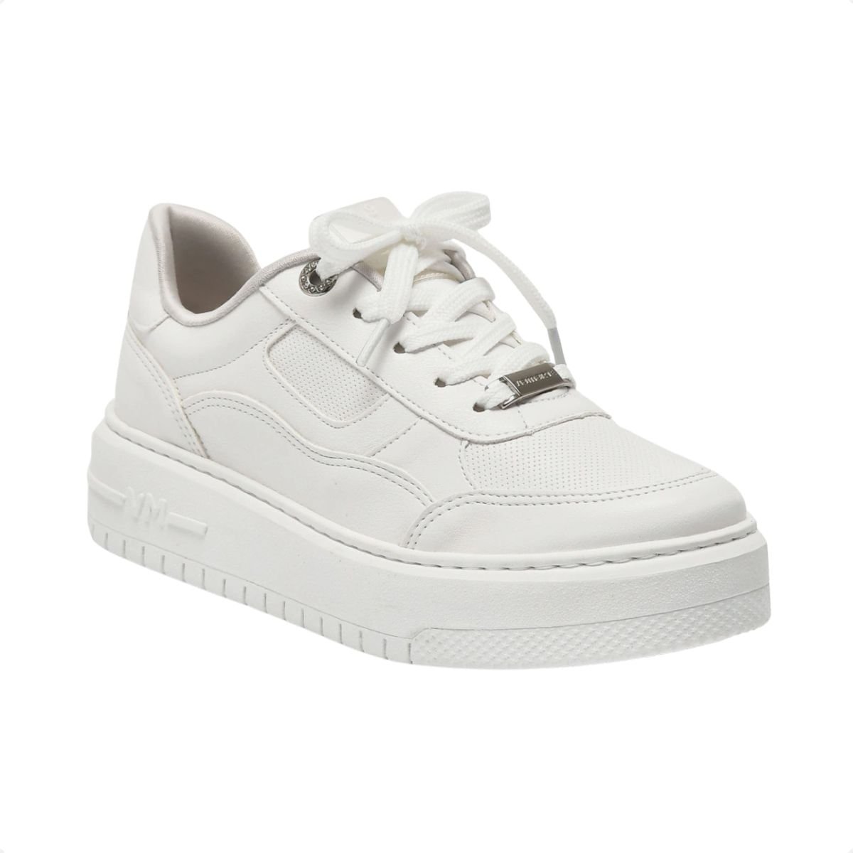 Tênis Moda Feminino Em Napa Via Marte Branco Branco 2