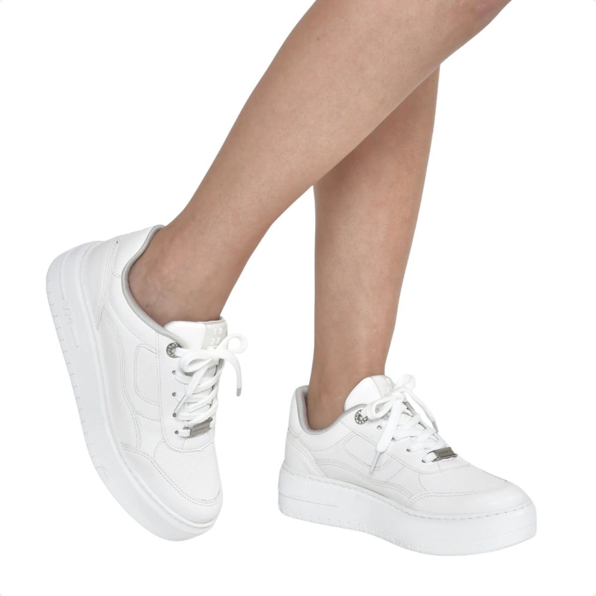 Tênis Moda Feminino Em Napa Via Marte Branco Branco 3
