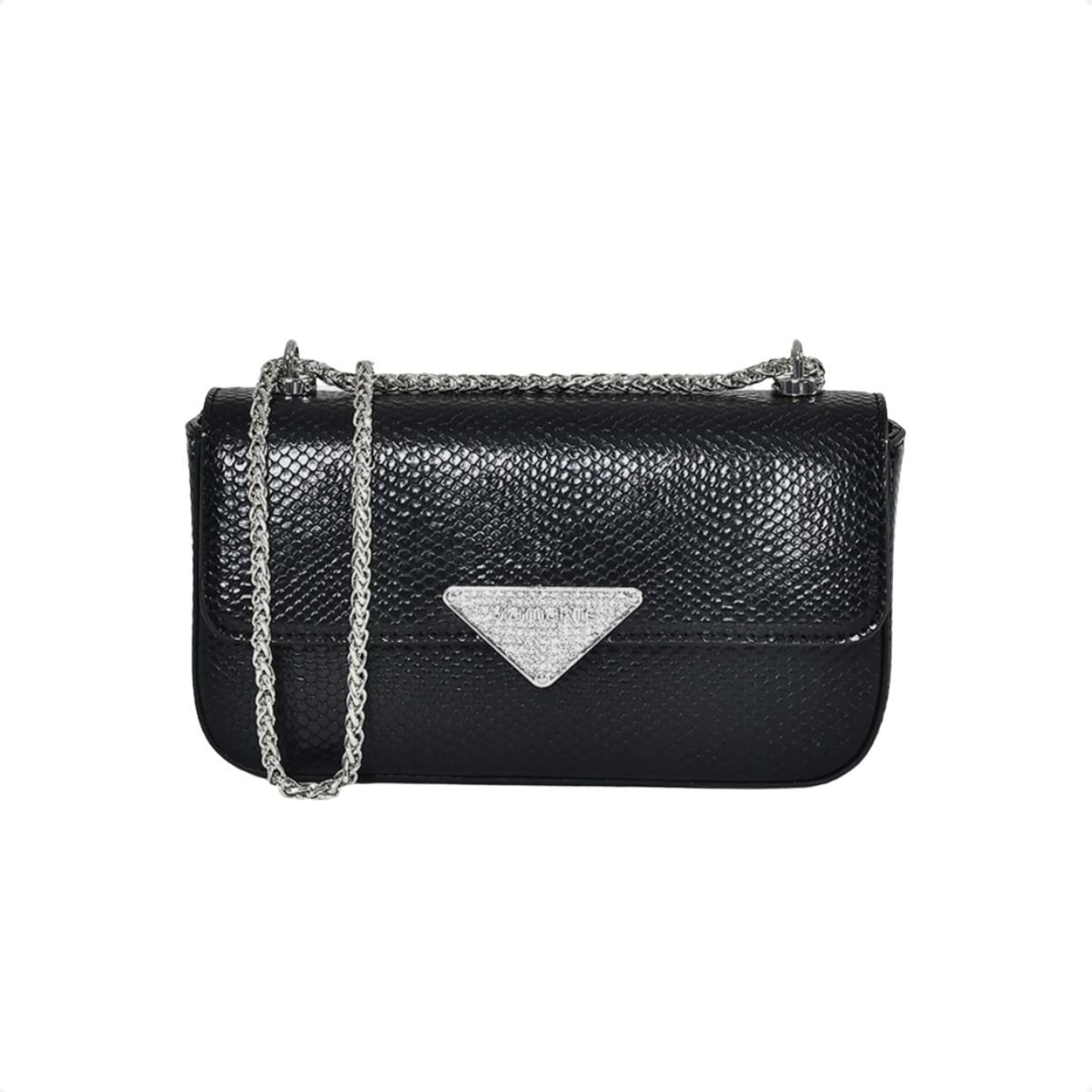 Bolsa Feminina Cristal Snake Via Marte Preta Preto 1