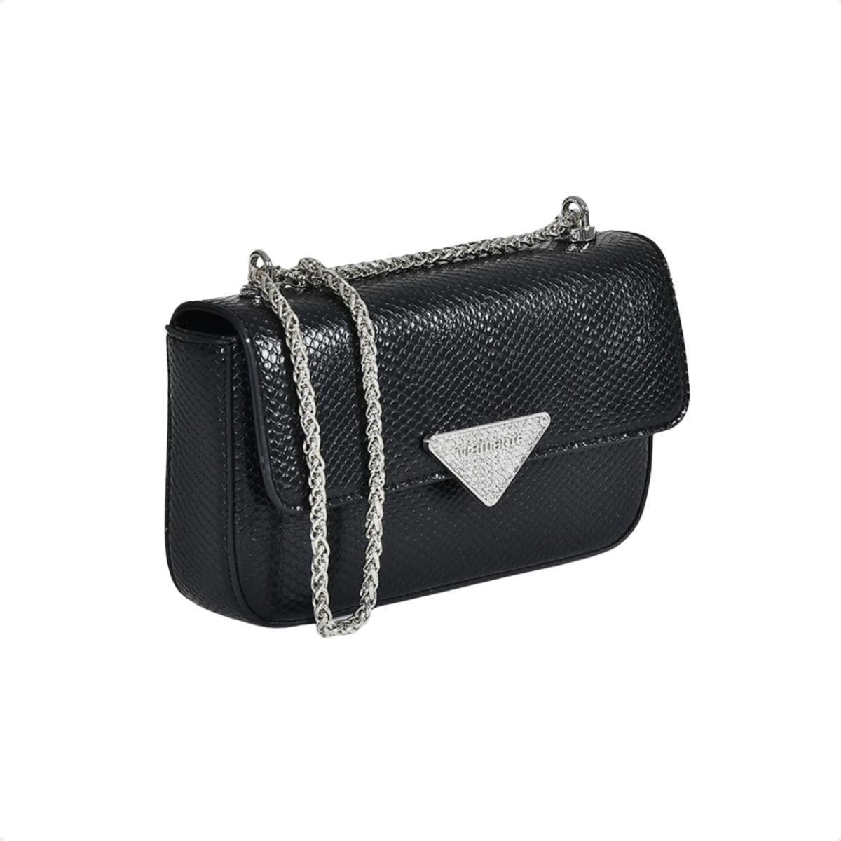 Bolsa Feminina Cristal Snake Via Marte Preta Preto 2