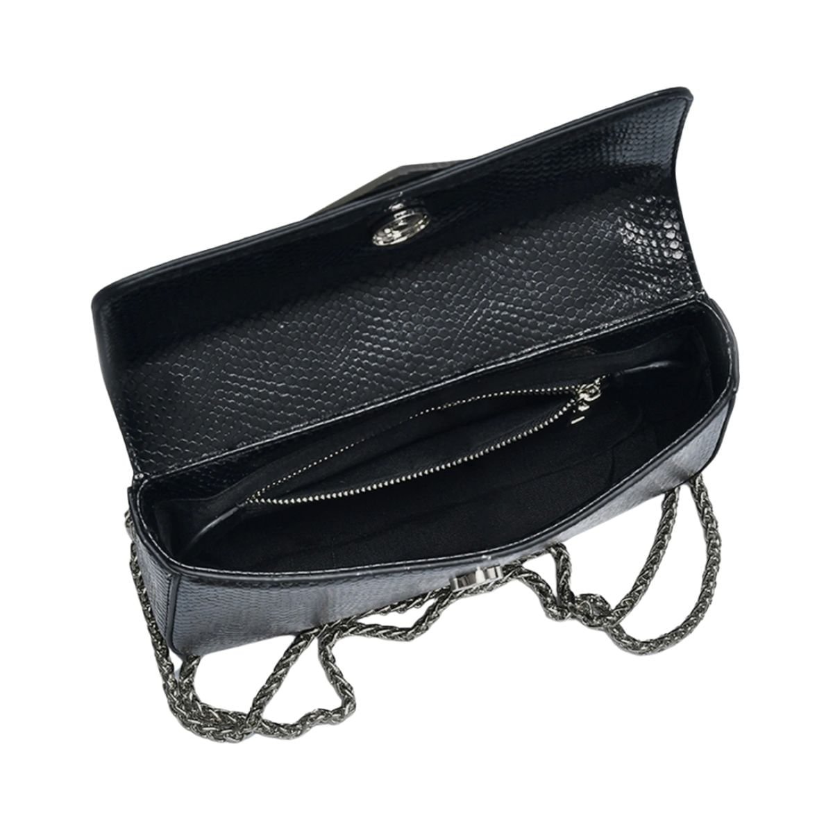 Bolsa Feminina Cristal Snake Via Marte Preta Preto 4