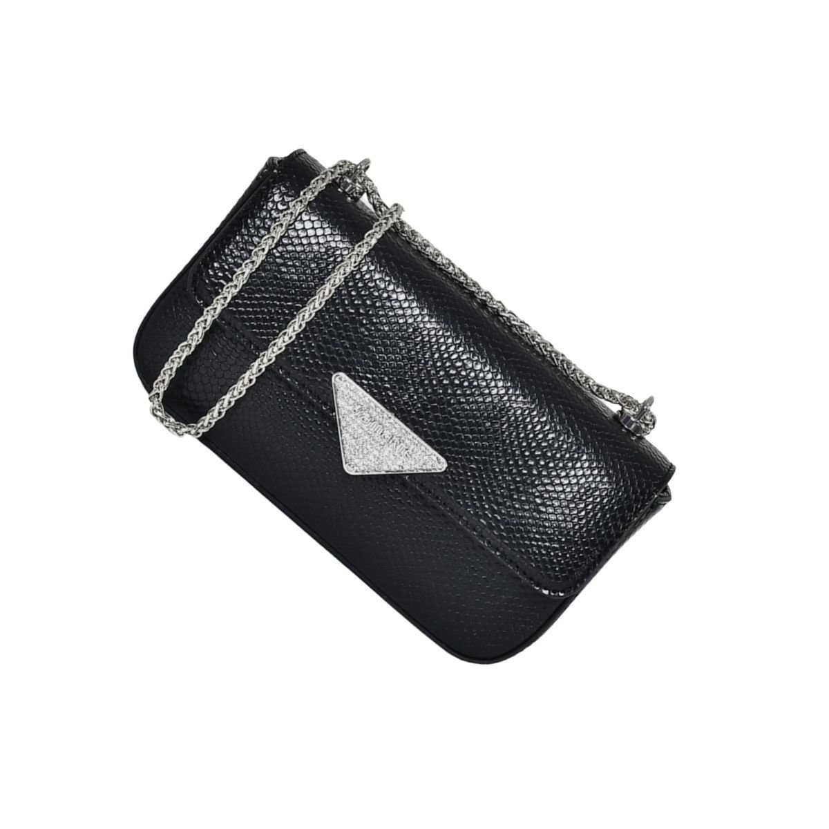 Bolsa Feminina Cristal Snake Via Marte Preta Preto 7