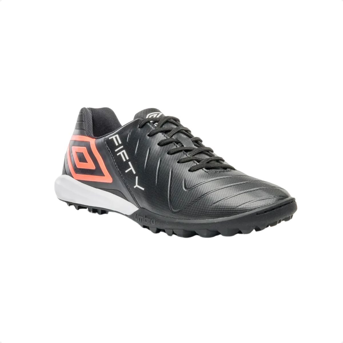 Chuteira Society Masculina Umbro Fifty Vi Preta E Coral Preto 2
