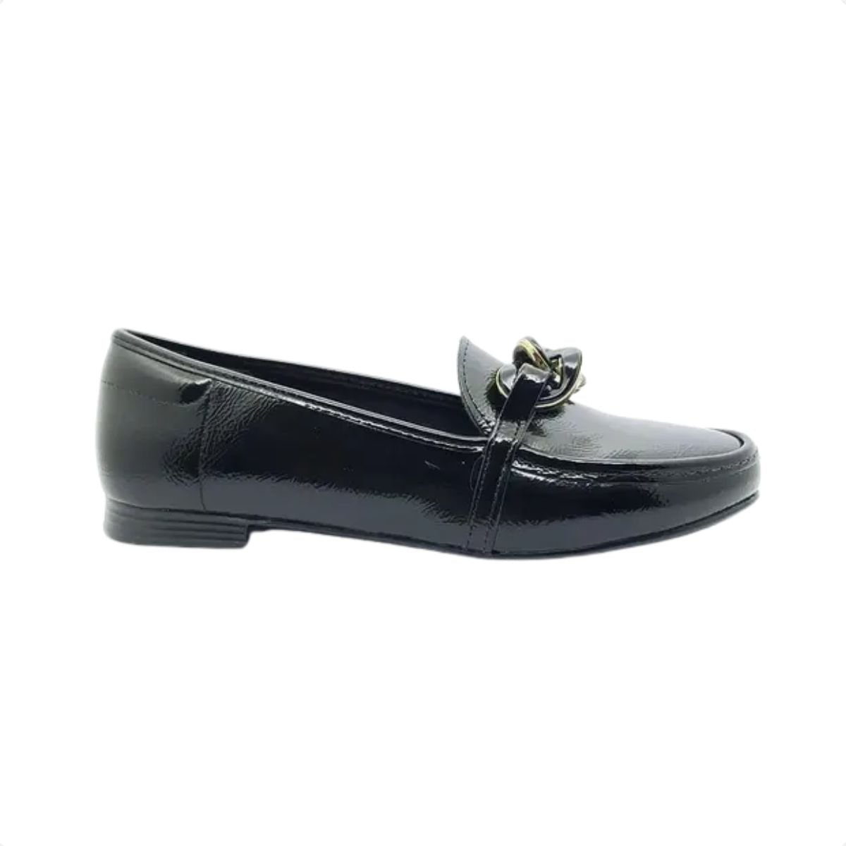 Sapato Feminino Mocassim Beira Rio Verniz Preto Preto