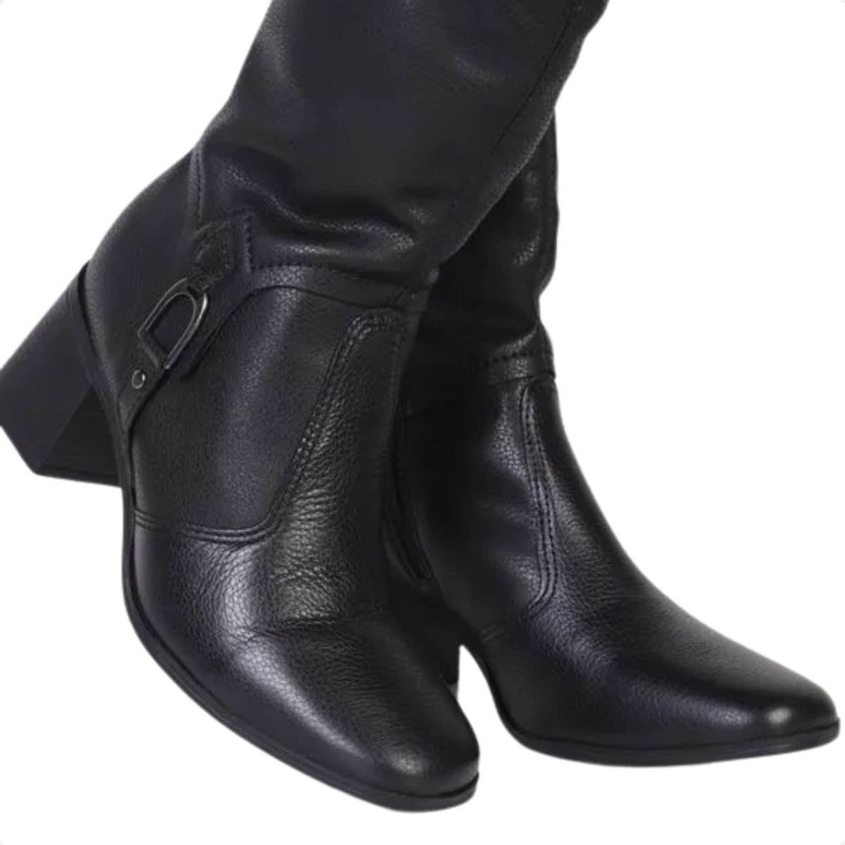 Bota Feminina Montaria Bottero Em Couro Preta Preto 3