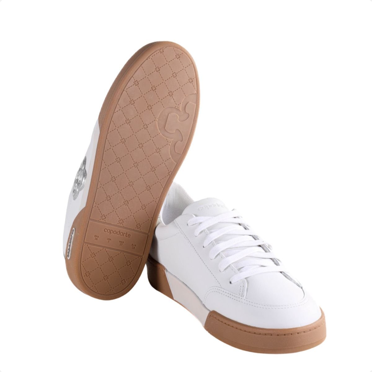 Tênis Moda Feminino Capodarte Em Couro Branco Branco 3