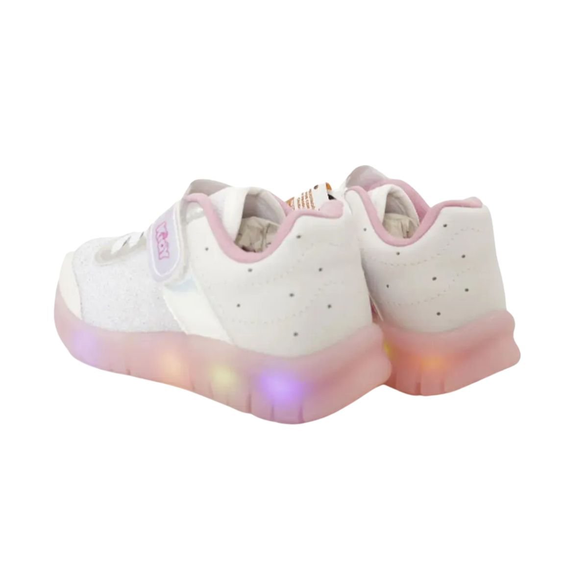 Tênis Running Infantil Kidy Led Branco E Rosa Branco/Rosa 4