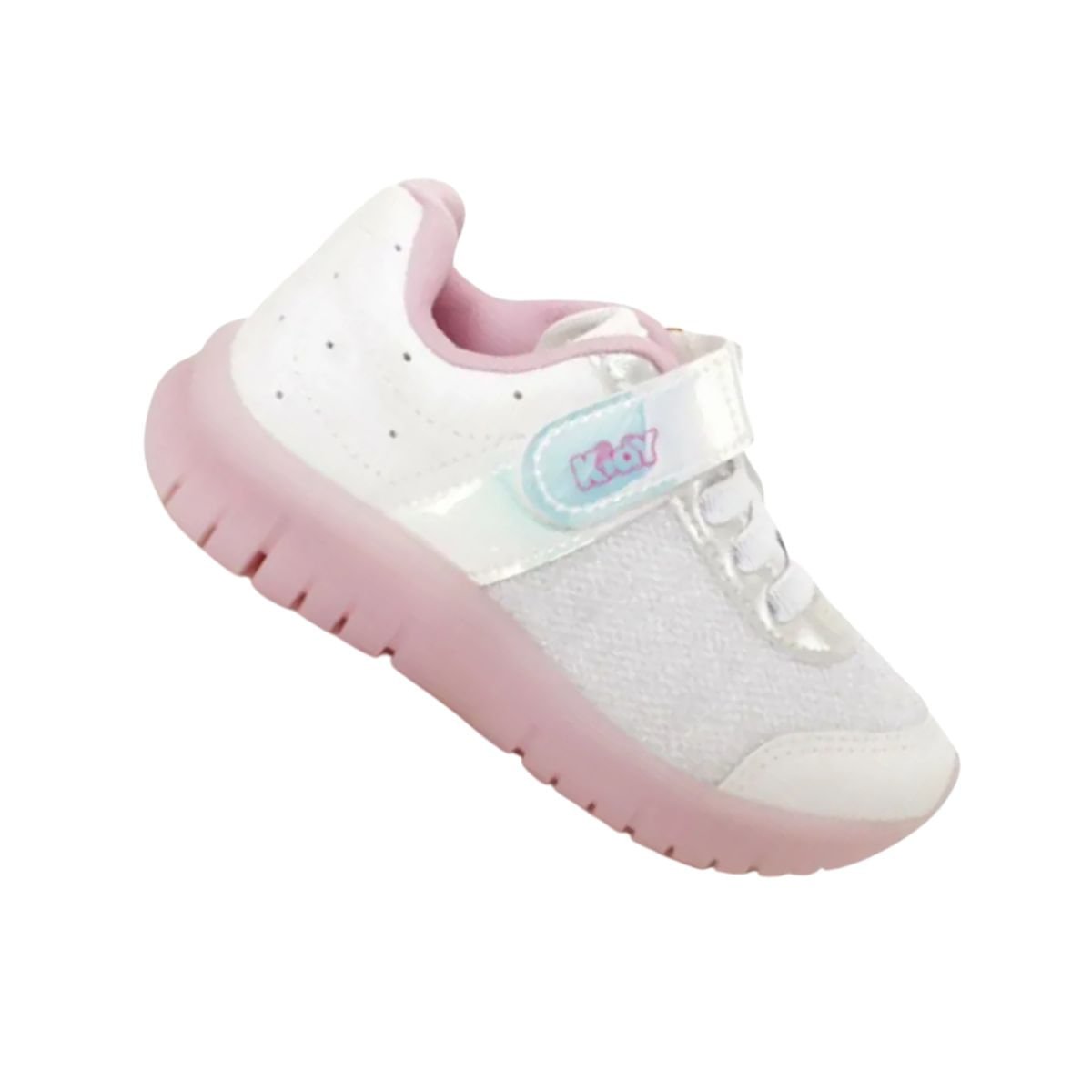 Tênis Running Infantil Kidy Led Branco E Rosa Branco/Rosa 6