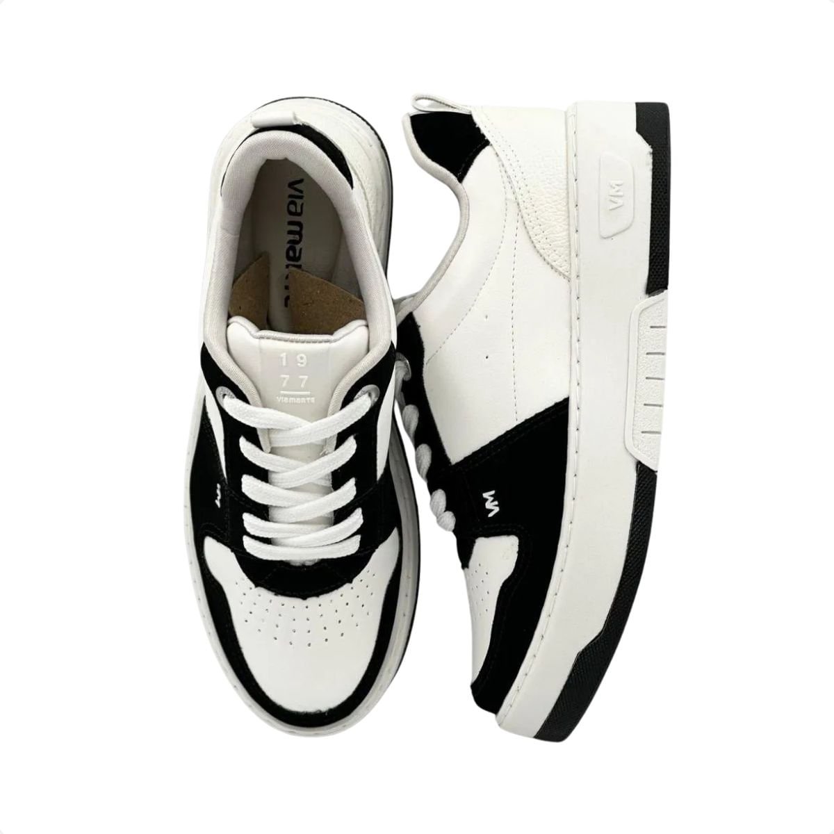 Tênis Moda Feminino Via Marte Branco E Preto Branco/Preto 3