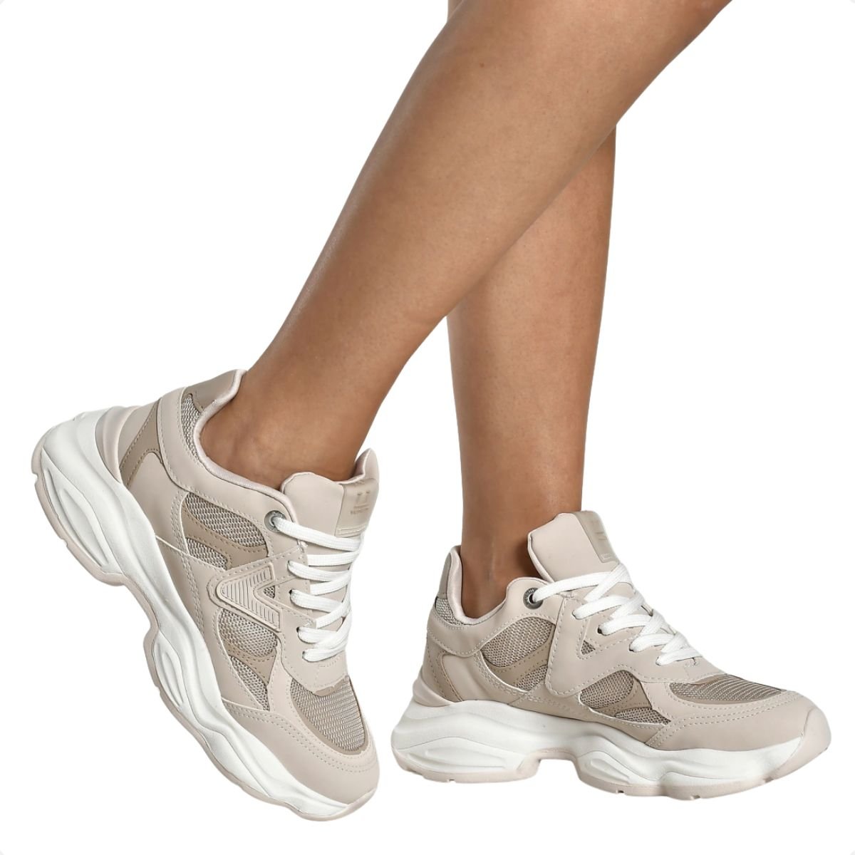 Tênis Moda Feminino Chunky Via Marte Bege Bege 3