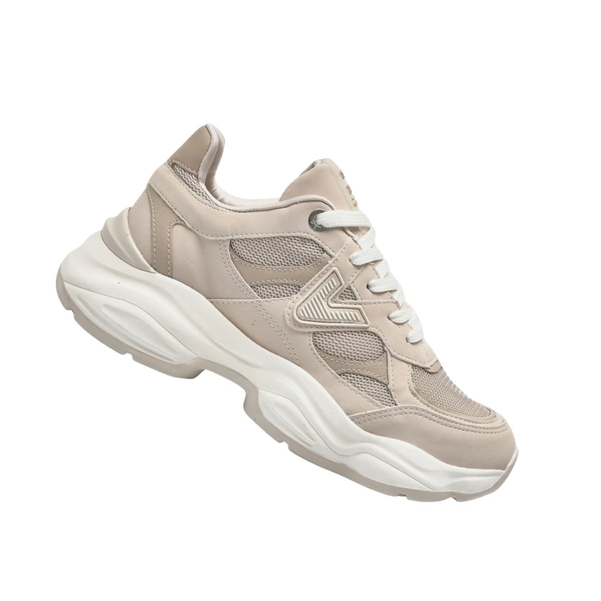 Tênis Moda Feminino Chunky Via Marte Bege Bege 6