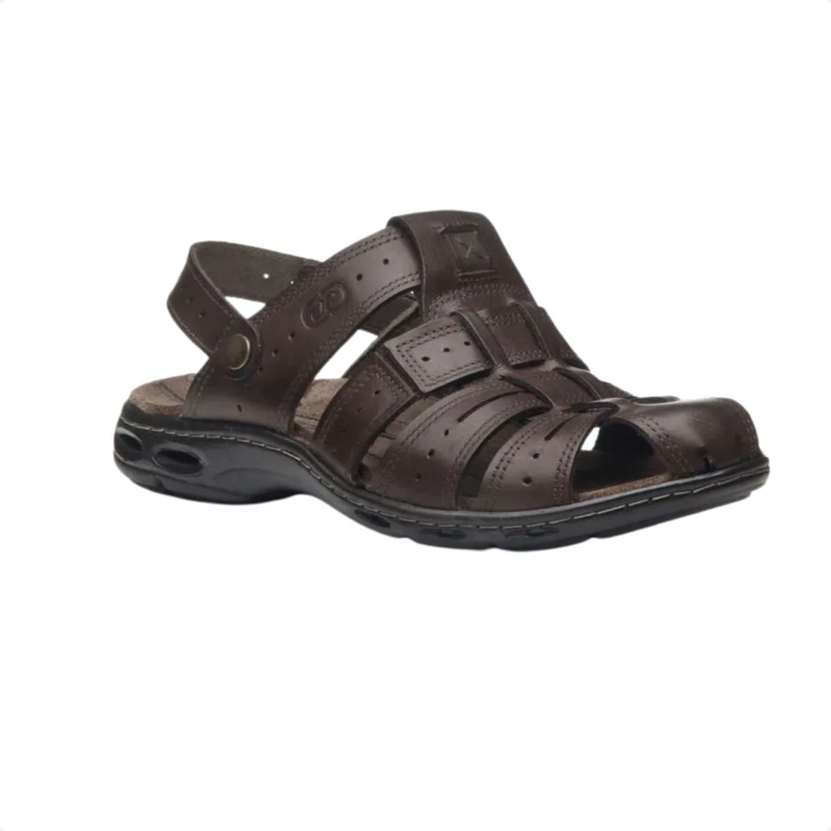 Sandália Masculina Em Couro Pegada Marrom Marrom 2