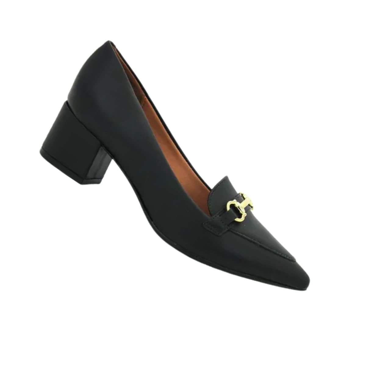 Sapato Feminino Salto Baixo Grosso Vizzano Preto Preto 5