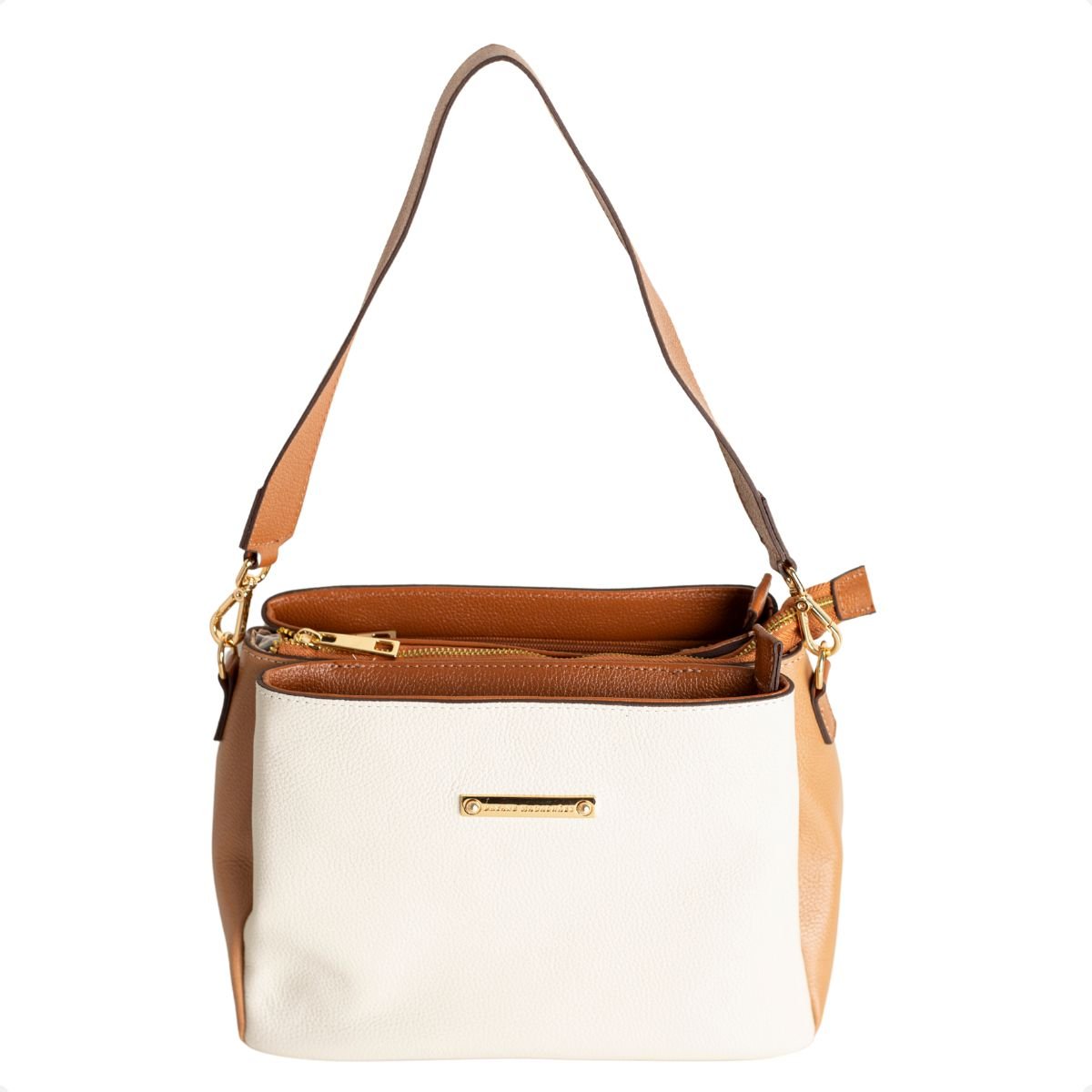 Bolsa Florença Bicolor Dm Off-White Com Caramelo Off White/Caramelo 6