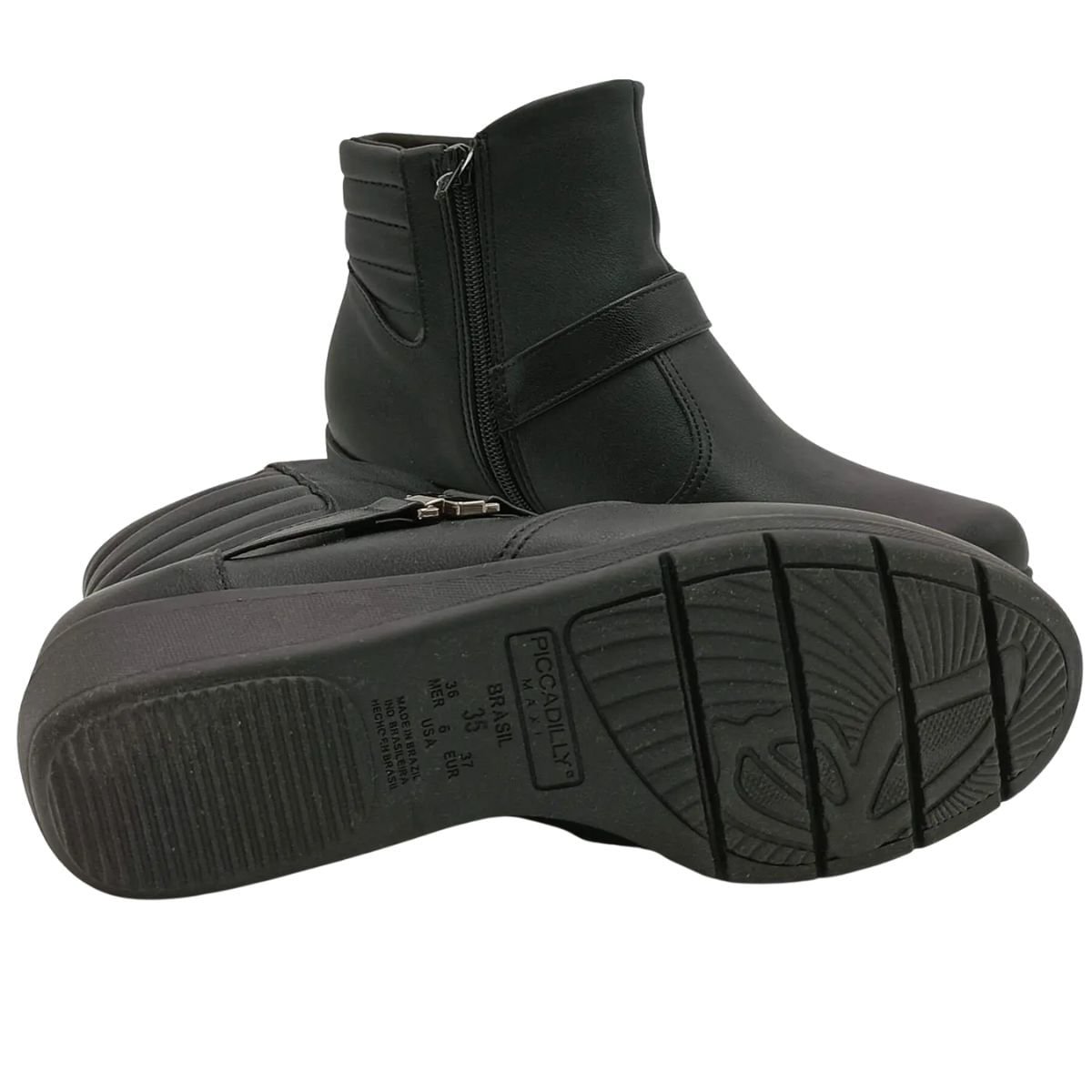 Bota Feminina Anabela Cano Baixo Piccadilly Preta Preto 4