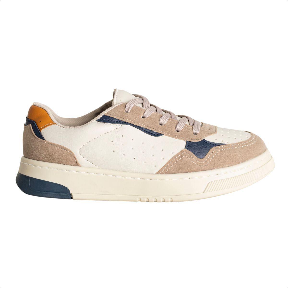 Sapatênis Infantil Enzo Ribeiro Offwhite Com Azul Marinho, Caramelo E Bege Off White 1