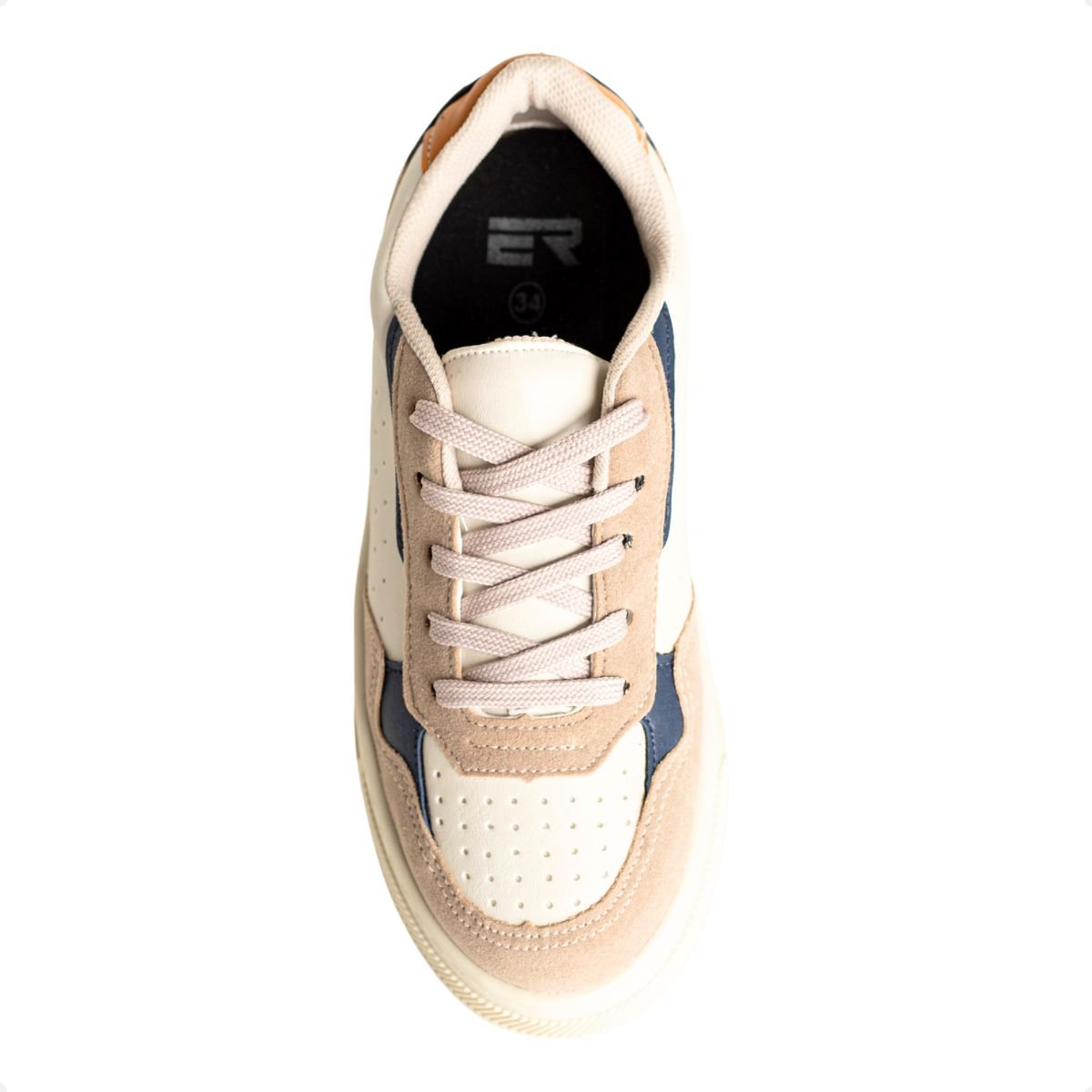 Sapatênis Infantil Enzo Ribeiro Offwhite Com Azul Marinho, Caramelo E Bege Off White 6