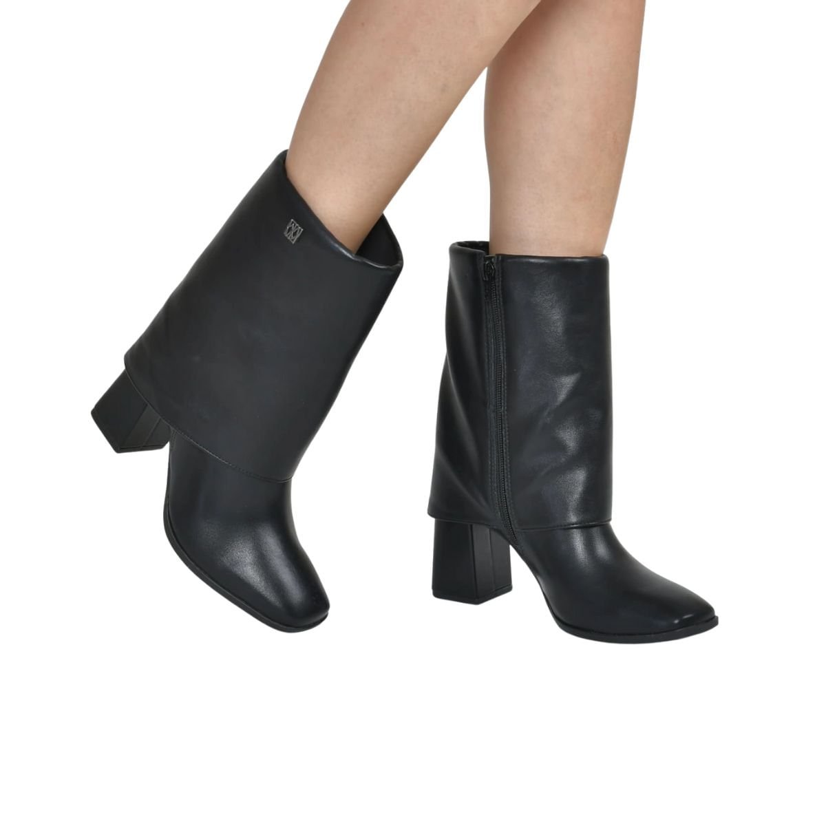 Bota Feminina Social Cano Médio Via Marte Preta Preto 4