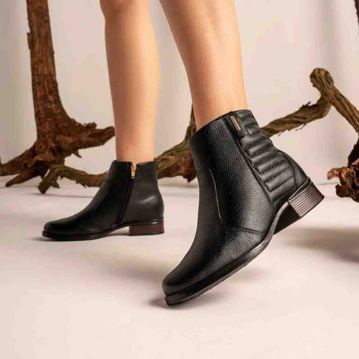Bota Feminina Cano Baixo Diana Pegada Preta Preto 3