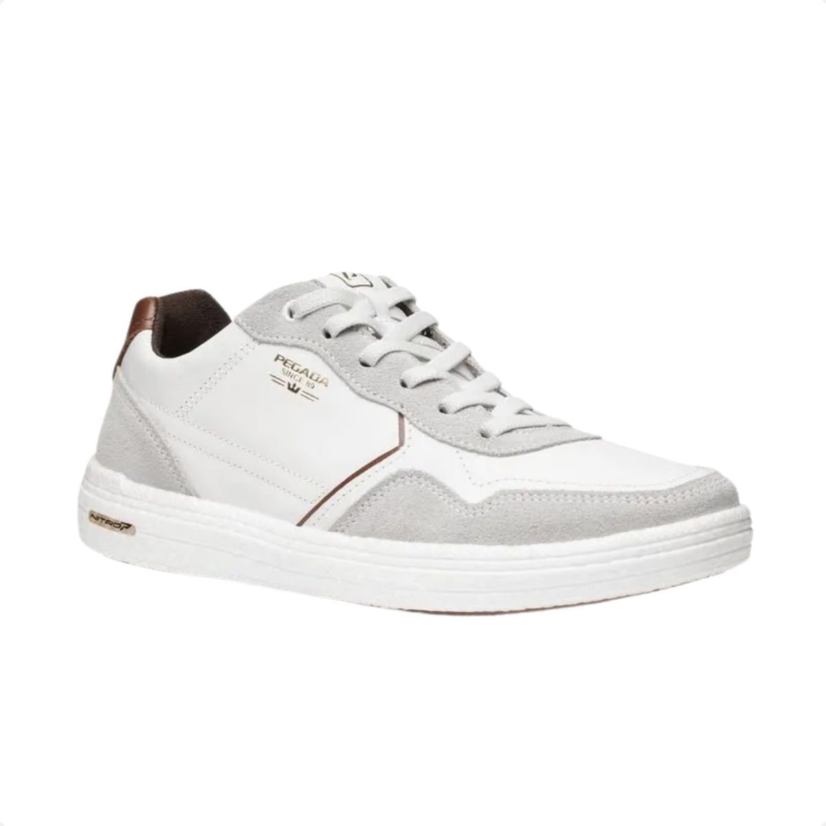Sapatênis Masculino Em Couro Drift Pegada Branco Branco 2