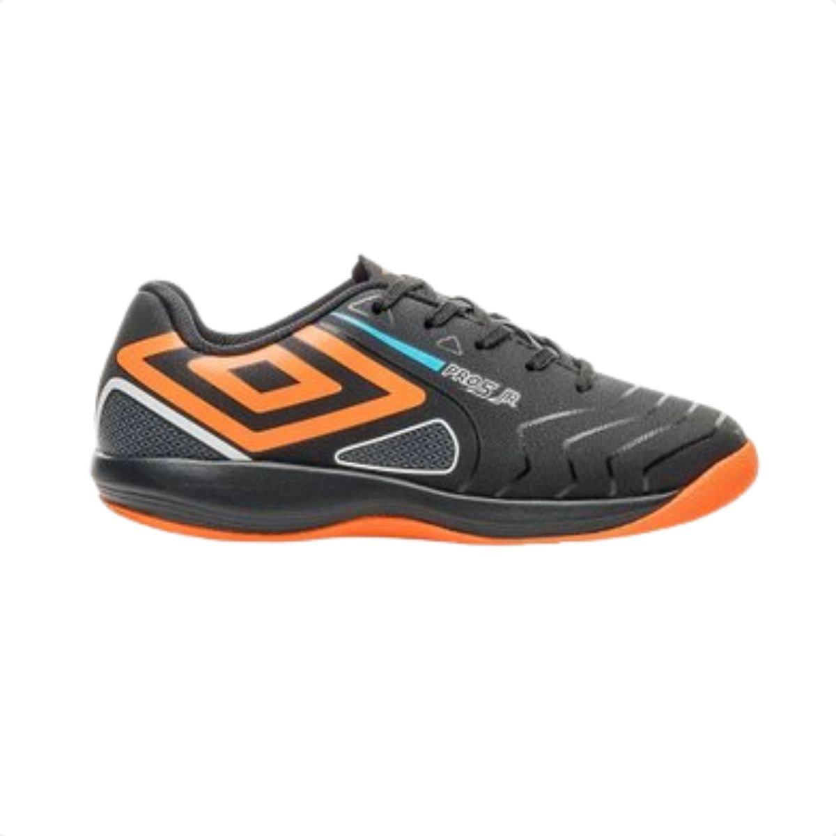 Chuteira Indoor Infantil Umbro Pro 5 Júnior Preta E Laranja