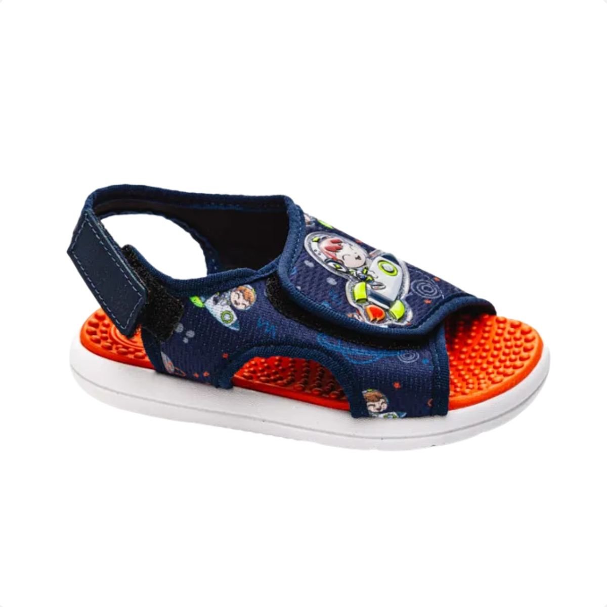 Sandália Infantil Papete Molekinho Azul E Laranja