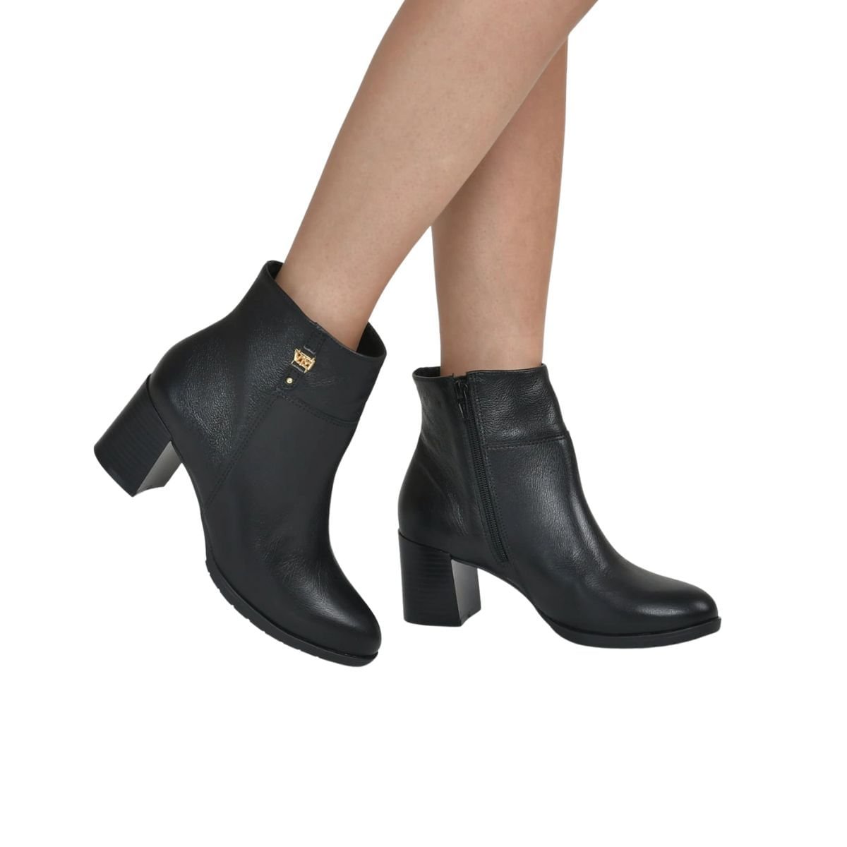 Bota Feminina Social Cano Baixo Via Marte Preta Preto 4