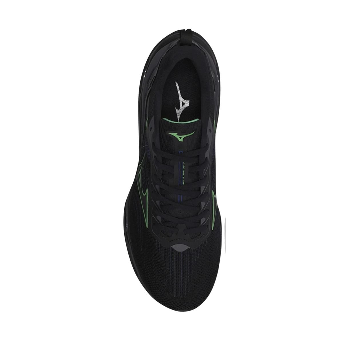 Tênis Running Masculino Mizuno Miz Wave Stratos 3 Preto Preto 5