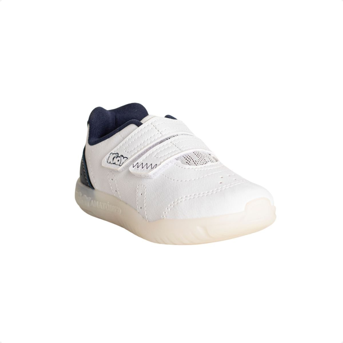 Tênis Corrida Infantil Flex Light Kidy Branco Branco/Marinho 2