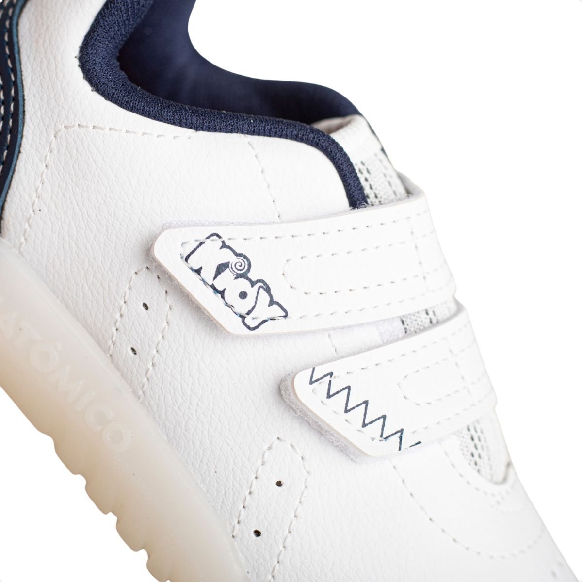 Tênis Corrida Infantil Flex Light Kidy Branco Branco/Marinho 3