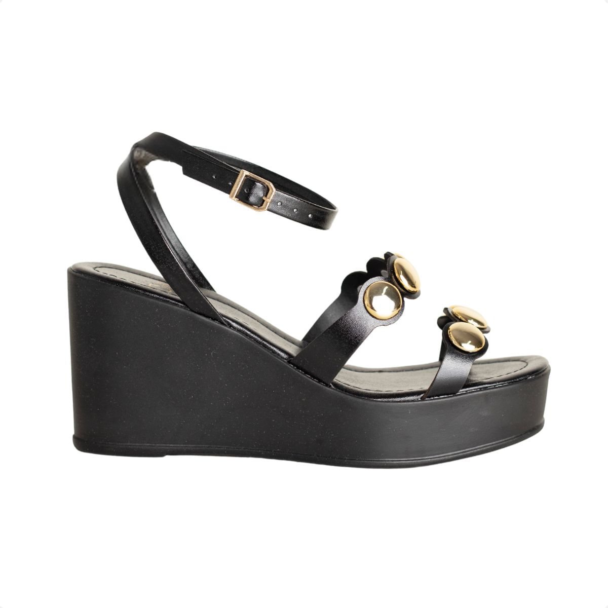 Sandália Plataforma Dm Summer Preta Tachas Preto 1