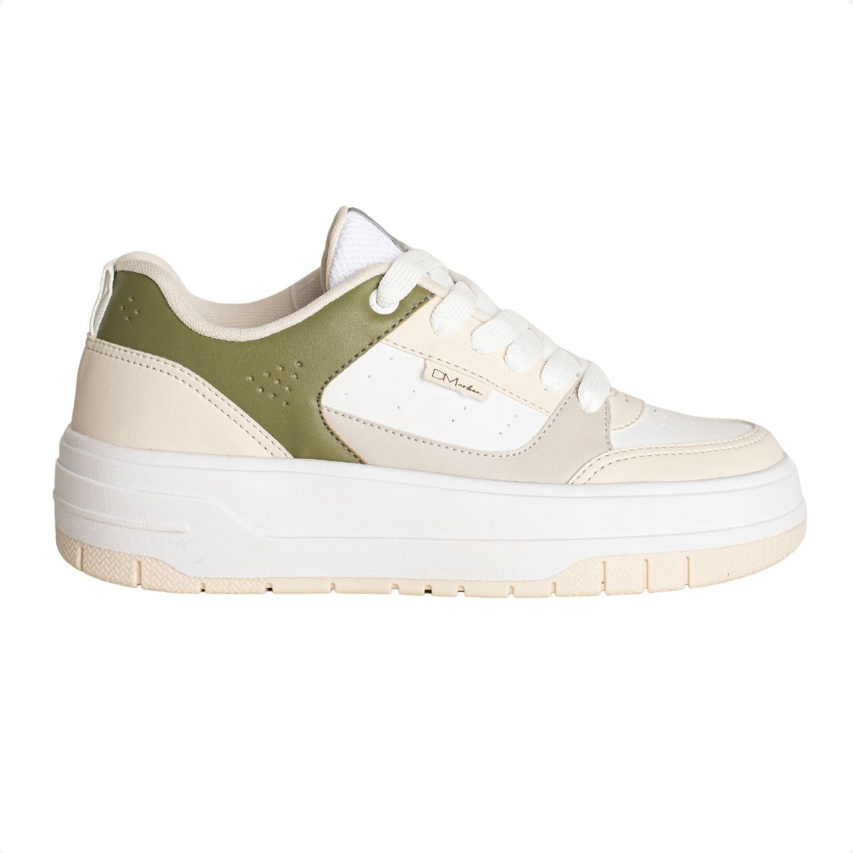 Tênis Dm Branco E Verde Oliva