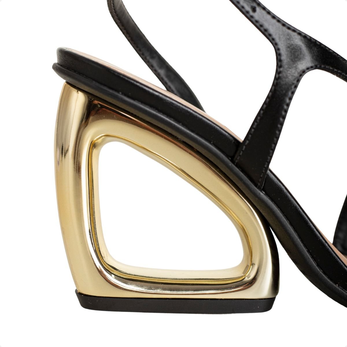 Sandália Dm Salto Orgânico Preta Preto/Dourado 3
