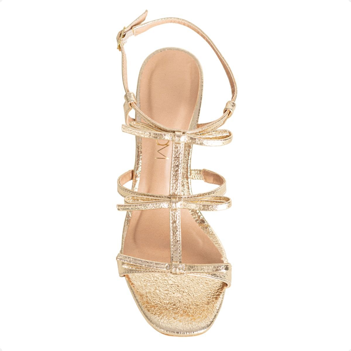 Sandália Dm Glam Laço Fino Dourada Dourado 6