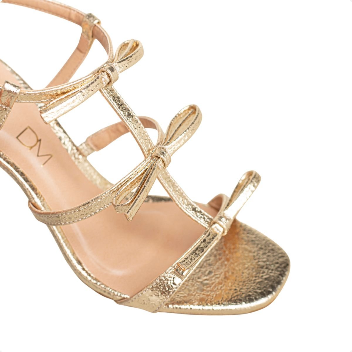 Sandália Dm Glam Laço Fino Dourada Dourado 7