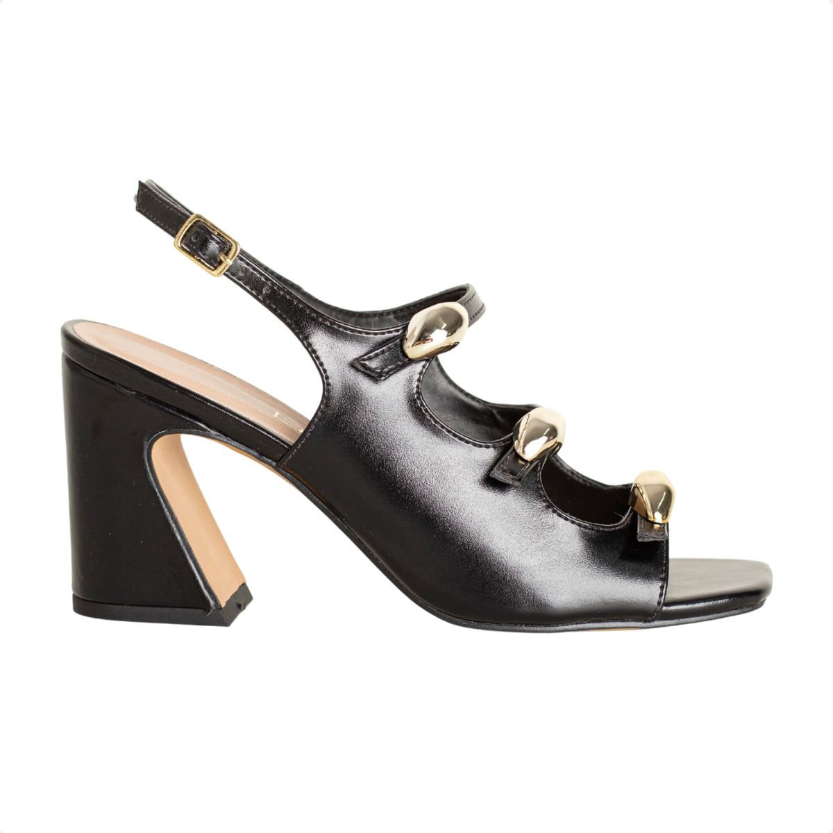 Sandália Glam Couro Preta