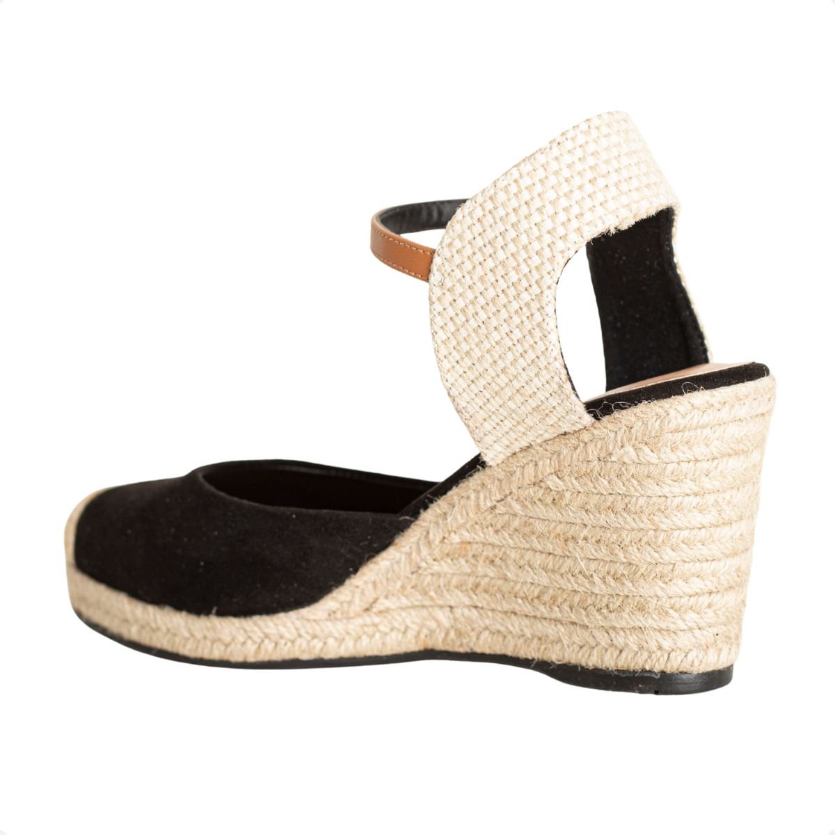 Sandália Espadrille Anabela Dm Summer Preta Preto/Bege 5