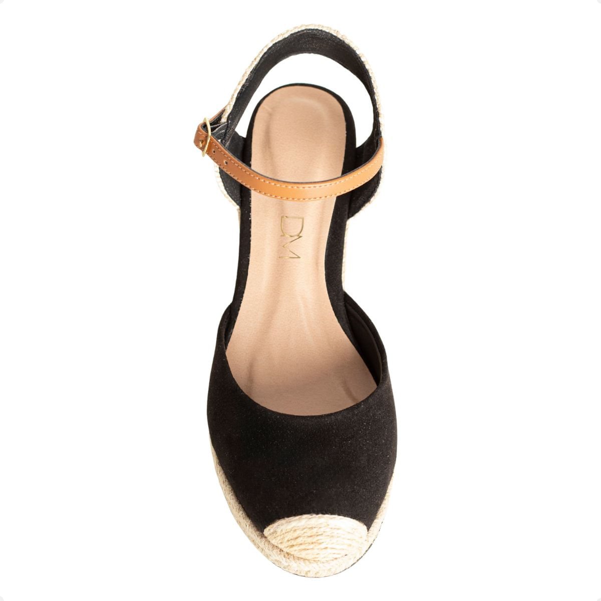 Sandália Espadrille Anabela Dm Summer Preta Preto/Bege 6