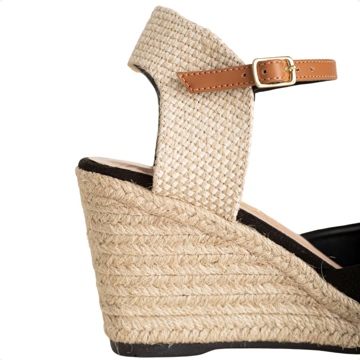 Sandália Espadrille Anabela Dm Summer Preta Preto/Bege 7