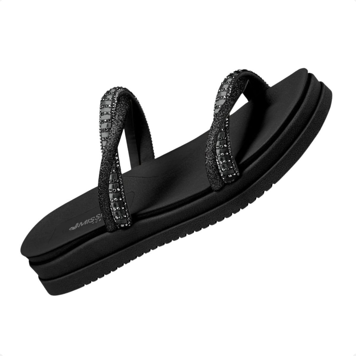 Slide Mississipi Flatform Preto Com Brilhos Preto 5