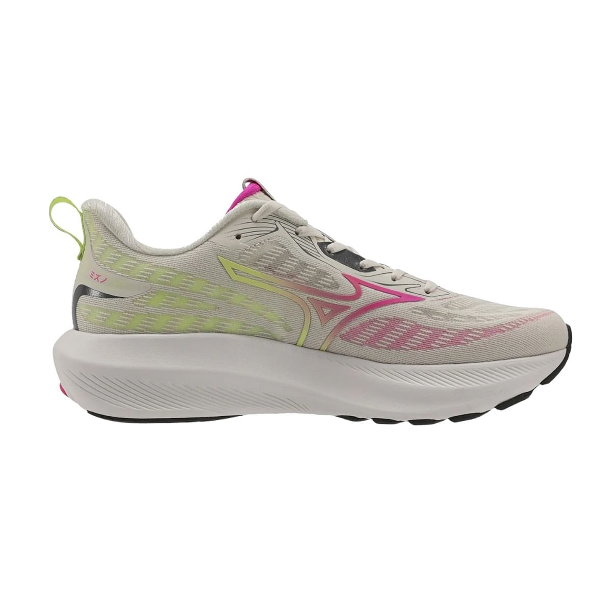 Tênis Running Feminino Mizuno Base Ride Bege Bege/Amarelo/Rosa 4