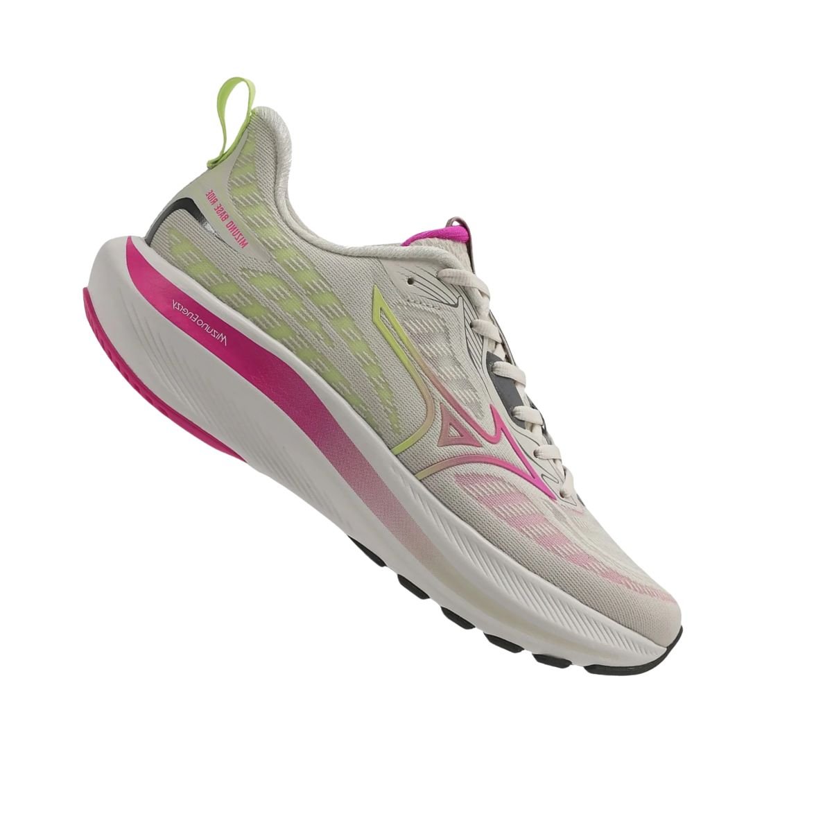 Tênis Running Feminino Mizuno Base Ride Bege Bege/Amarelo/Rosa 6
