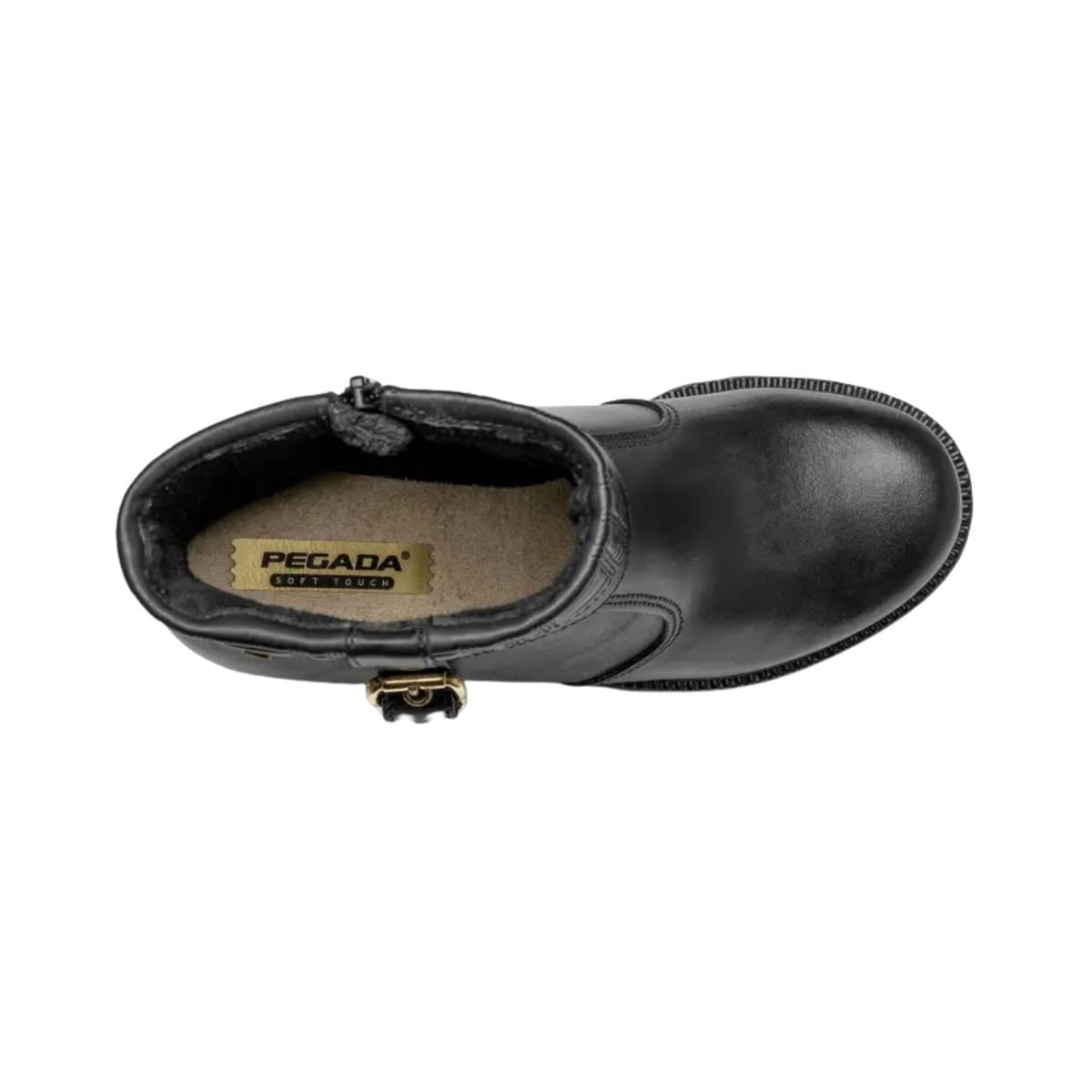 Bota Feminina Em Couro Cano Baixo Pegada Preto Preto 4