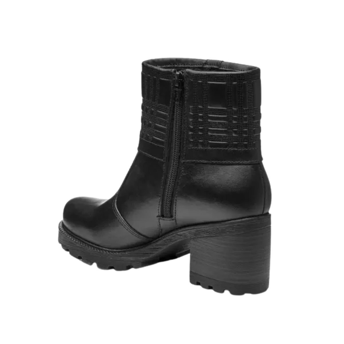Bota Feminina Em Couro Cano Baixo Pegada Preto Preto 5