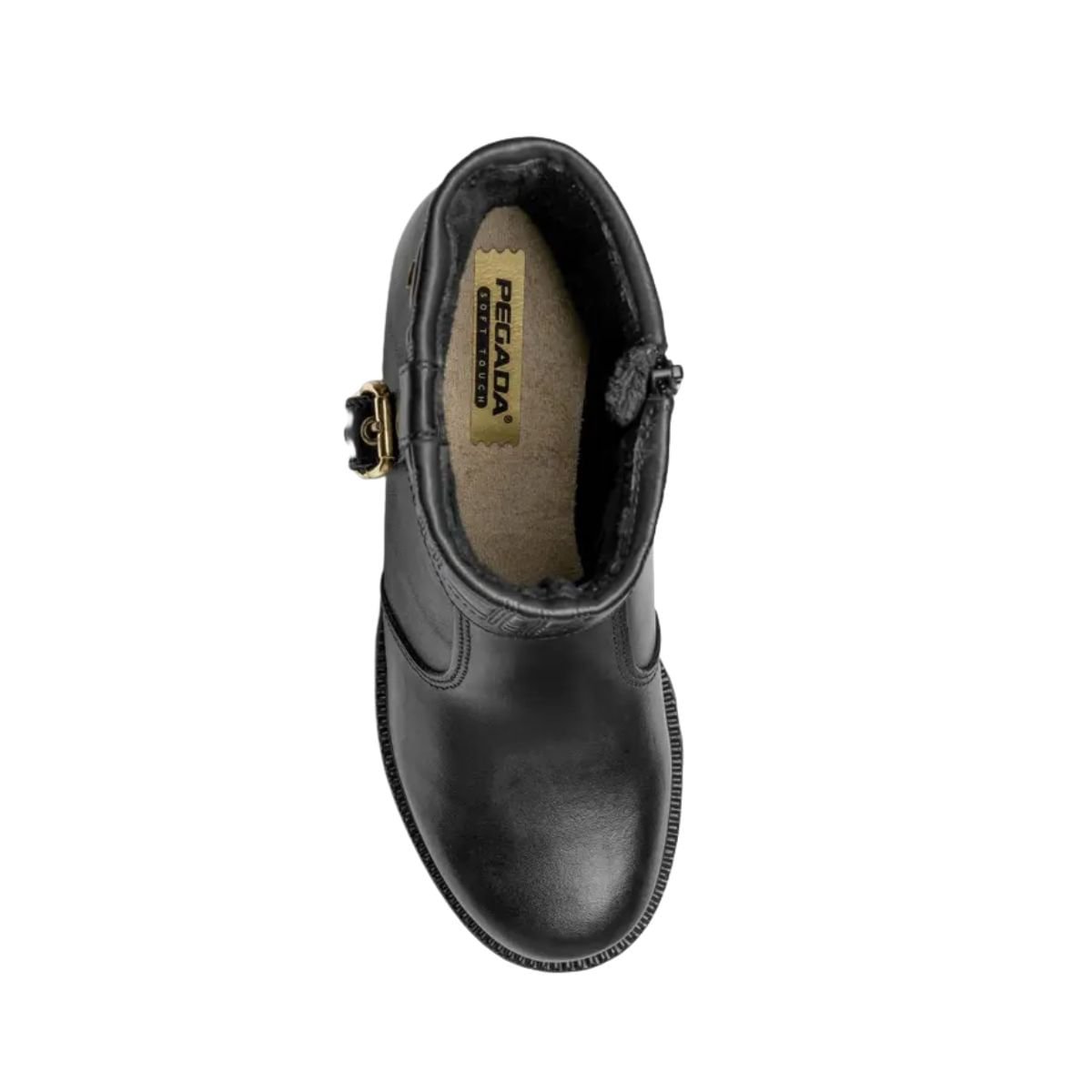 Bota Feminina Em Couro Cano Baixo Pegada Preto Preto 6